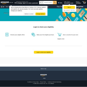 $10 Voucher (Usage Needs Minimum $39 Items Sold by Amazon AU) with First Purchase from Selected Categories @ Amazon AU