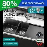 ALFORDSON Kitchen Sink Stainless Steel Drop in Flush under Mount 100X45cm Black $214.95 Delivered @ Oz-G-Day eBay