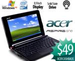 Acer Aspire One Netbook Windows XP $438 + $19.95 - $49 cashback @ CotD small fish