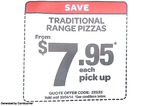 Domino's Traditional Range Pizzas from $7.95 Pickup Only Valid Till 30/04/2014