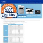 Brother.com.au Rapid Cashback on Selected Brother Printers and Scanners