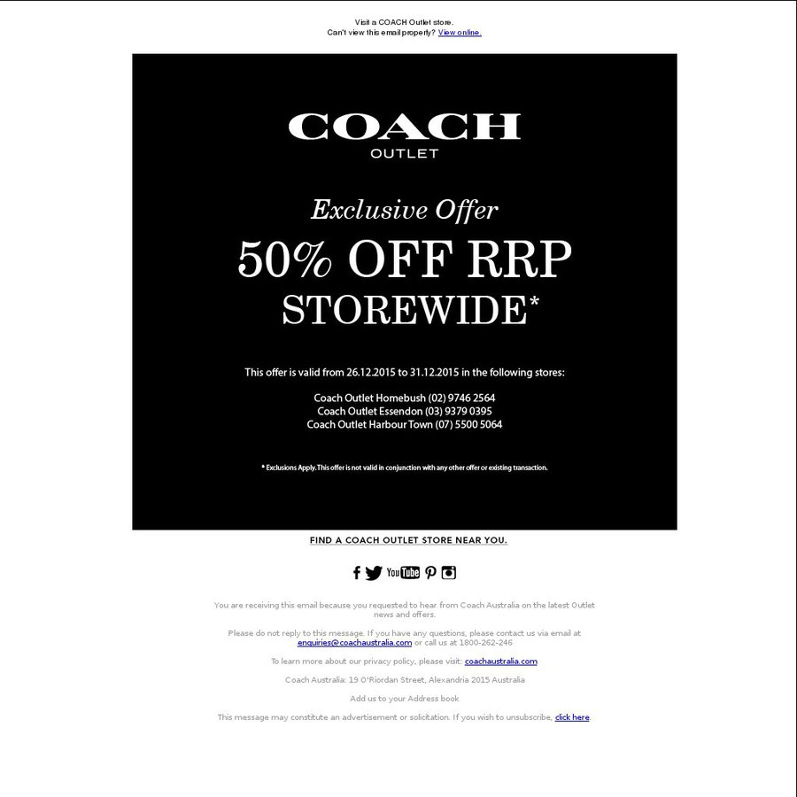 coach outlet 1800 number