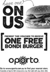 Free Bondi Burger at Oporto (WA Only)