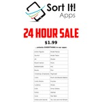 Sort It Apps Pro Upgrade for USD $1.99 Per Mobile Platform for 33 Apps - Android, iPhone & iPad, Normally $38.99
