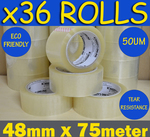 36 Rolls of Heavy Duty Packaging Tape 48mm x 75m - $29 Delivered - 81¢ Per Roll @ Squizzys Online