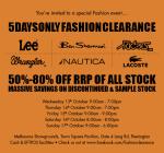 [MELB]FASHION CLEARANCE - Lee, Wrangler, Riders, Ben Sherman, Nautica & Lacoste -50%-80% Off RRP