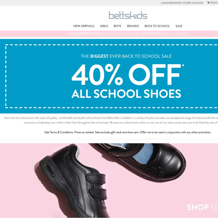 40-50% off All School Shoes eg. 50% off 