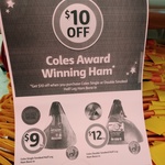 $10 off Coles Single Smoked Half Leg Ham / Double Smoked Half Leg Ham @ Coles