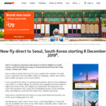 [QLD] Gold Coast to Seoul (Incheon) $179 One-Way/ $332 Return @ Jetstar