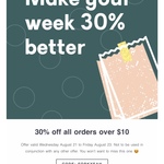 30% off All Orders over $10 via Skip App