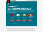 $50 credit on new applicants for NAB credit card