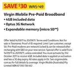 Virgin Prepaid Broadband Modem with 4GB Data $19 at Coles (Save $30)