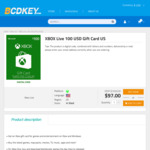 XBOX Live US$100 Gift Card - US$85.50 (~A$125) @ Bcdkey