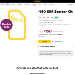 Optus Prepaid $180 SIM Starter Kit (120GB Double Data, 365 Day Expiry) - $150 @ Optus Online Only