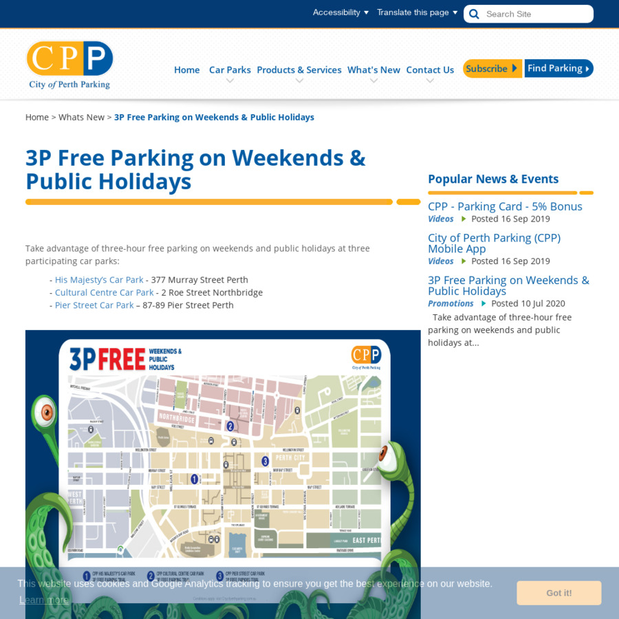 WA 3 Hour Free Parking on Weekends Public Holidays City of