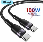 Elough USB-C to USB-C 100W PD Cable 0.5m US$2.34 (~A$3.43), 1m US$2.81 (~A$4.12) Delivered @ Elough Officialflagship Aliexpress
