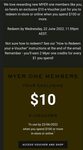 $10 Voucher for MYER one Members (Stated Minimum Spend is $100, but works for any amount) @ MYER