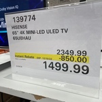 Hisense 65” U8HAU 4K Mini LED ULED QLED Smart TV $1499.99 in-Store Only @ Costco (Membership Required)