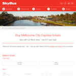 [VIC] Melbourne City Express Adult Ticket: Return $30.60 (RRP $34), One-Way $19.80 (RRP $22) @ Skybus