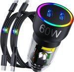 60W Dual USB-C Car Charger with C to Lightning & C to C Cables $13.49 + Delivery ($0 with Prime/ $39 Spend) @ Zumist Amazon AU