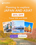 25% off All Japan, Indonesia, Asia Travel eSIM & SIM Cards + Special 50% off Japan SIM from $14 + Free Shipping @ TravelKon