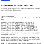 [Everyday Extra] Free Women's Classic Crew Tee @ Big W via Everyday Rewards (Boost Required)