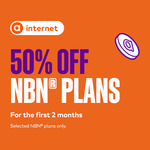 50% off Select nbn Plans for 2 Months: 25/10 Unlimited $30/Month, 100/20 Unlimited $40/Month @ amaysim