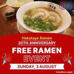 [QLD] Free Nagahama Ramen for Hakataya App Members Only @ Hakataya Ramen