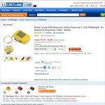 Hand Crank Yellow Self-Powered / Solar-Powered 3 LED Flashlight $1.01 Delivered Meritline.com