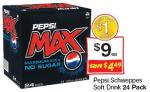 Pepsi / Schweppes 24pk cans - $9 from Coles