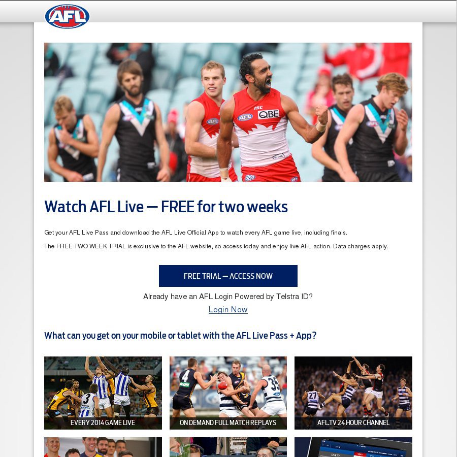 Watch afl sale live for free