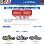 $5 Ugly Clogs [Men's, Women's & Kids] (Was $14.95) + Delivery @ RIVERS