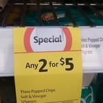 Thins Popped Chips 125gm 1 for $1, or 2 for $5?? @ Coles