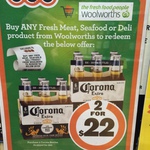 $22 for 2x 6pks of Corona with Any Meat, Seafood or Deli Purchased at Woolworths and Redeem @ BWS