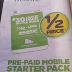 Woolworths Mobile ½ Price $30 Starter Pack - $15 @ Woolworths