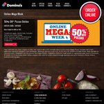[Excludes NT/WA] Domino's Online Mega Week - 50% off Pizza (Excludes Value & Extra Value Range)