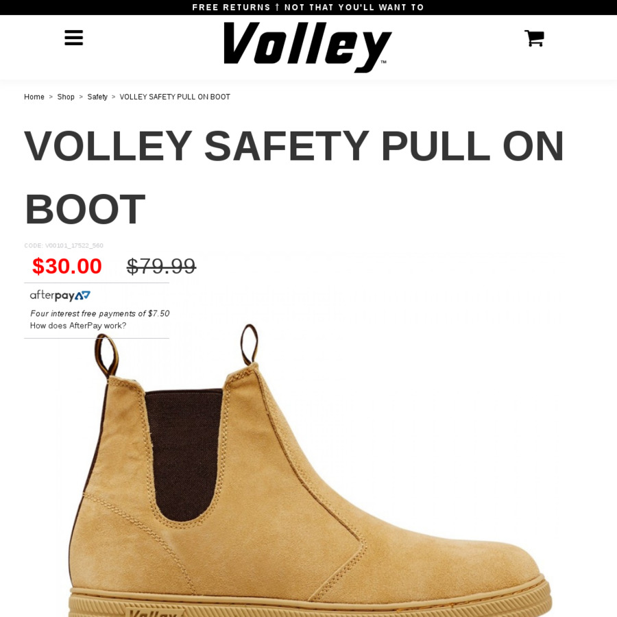 Volley Safety Pull on Boot. Was $79.99 