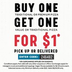 Purchase a Premium or Traditional Pizza, Add One Traditional or Value Pizza for Extra $1  - Today only @ Dominos