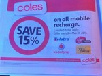 15% off All Mobile Recharge @ Coles