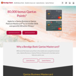 Bendigo Bank Qantas Platinum Mastercard: Bonus 80,000 Qantas Points (Min. Spend $2,500 in 90 Days) + $149 Annual Fee