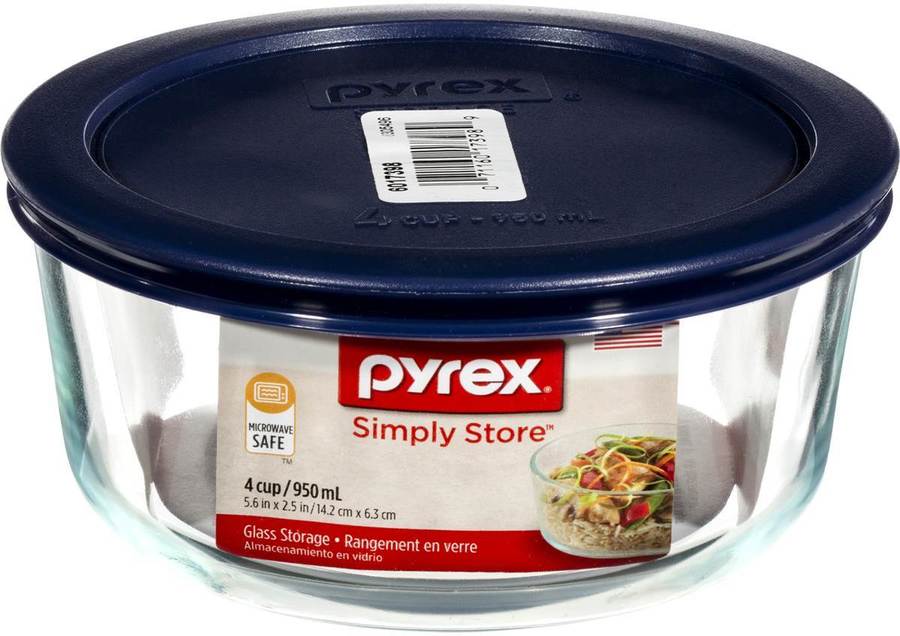 Pyrex 7 Cup Glass Round Storage Container Blue