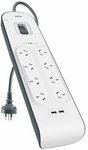 Belkin SurgePlus 8 Outlet 2 USB Surge Protector Powerboard $37.99 C&C /in-Store (No Delivery) @ Bunnings