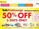 50% off Online Photo Books, Canvas Prints and Enlargements at Ted's PhotoLounge