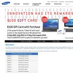 Samsung $100 Gift Card Cashback with Purchase of Series 7 or Series 5 Laptop