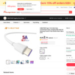CABLETIME 5.0A USB-C 25cm Cable US$0.87 / A$1.39 Shipped @ CABLETIME Official Store Aliexpress
