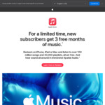Free: 3 Months Apple Music (New Customers), 2 Months (Returning Customers) @ Apple Music