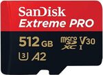 SanDisk 512GB Extreme PRO microSDXC Card (up to 200MB/s) 512GB $86.37, 256GB $42.90 Delivered @ Amazon AU