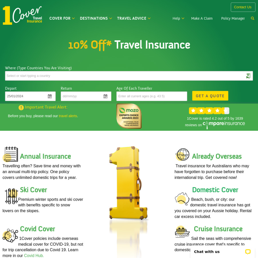 10 Off Travel Insurance with 1Cover OzBargain