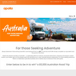 Win an Australia Road Trip Worth $5,000 from Apollo Motorhome Holidays