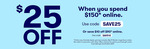 $10 off $90 Spend or $25 off $150 Spend (Online Only, Exclusions Apply) + Delivery ($0 C&C/ $65 Order) @ BIG W